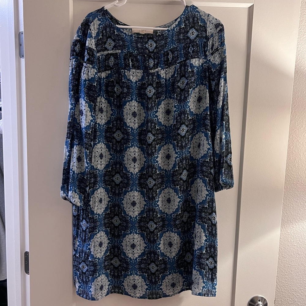 LOFT Blue Patterned Dress